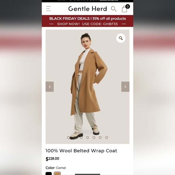🆕 Gentle Herd 100% Wool Belted Wrap Coat in Camel - Picture 13 of 14